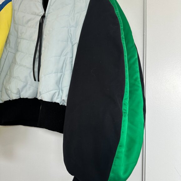 Loewe Bomber Jacket Quilted Color-block Balloon Sleeves w/ Detachable Wrap Scarf - Picture 7 of 15